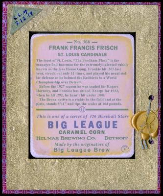 Picture, Helmar Brewing, R319-Helmar Card # 360, Frank FRISCH (HOF), Yelling, St. Louis Cardinals